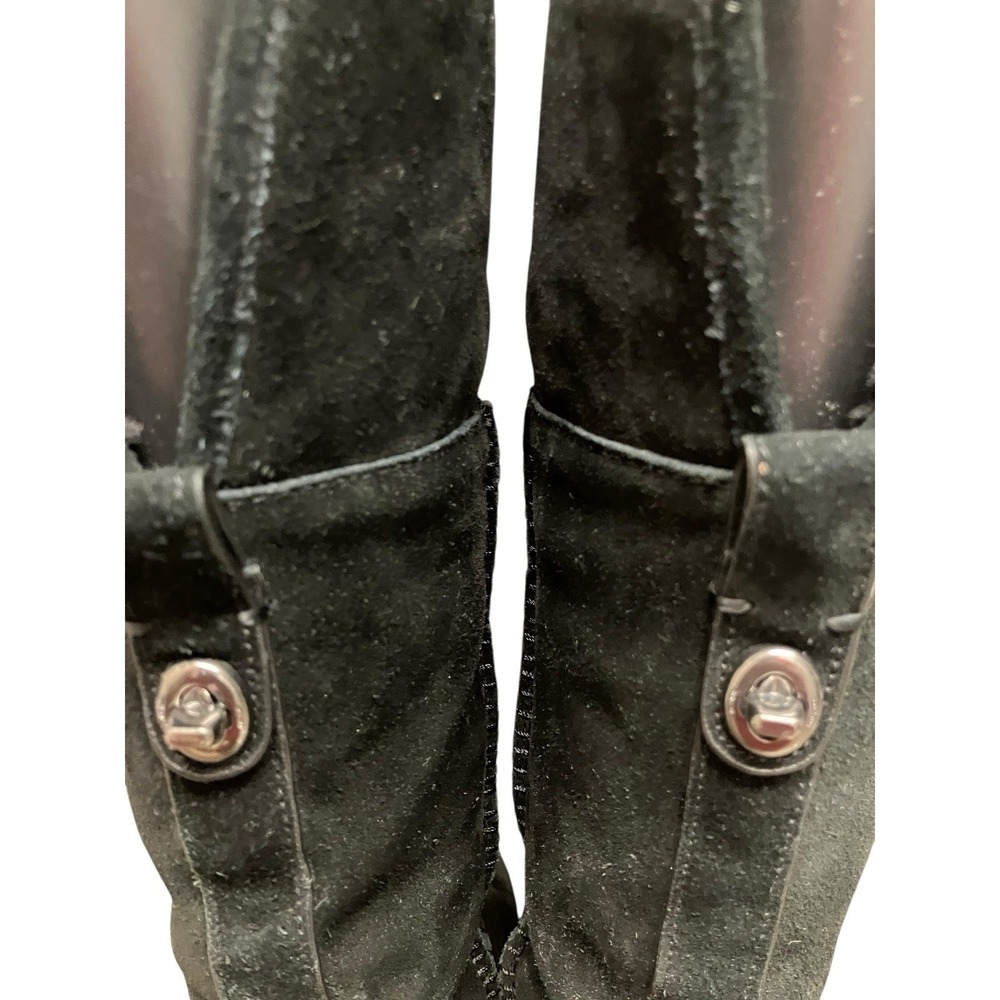 Coach Turnlock Patch Suede Sherpa Lining Boho‎ Comfort Pull On Black Boots 7.5 - Picture 9 of 15
